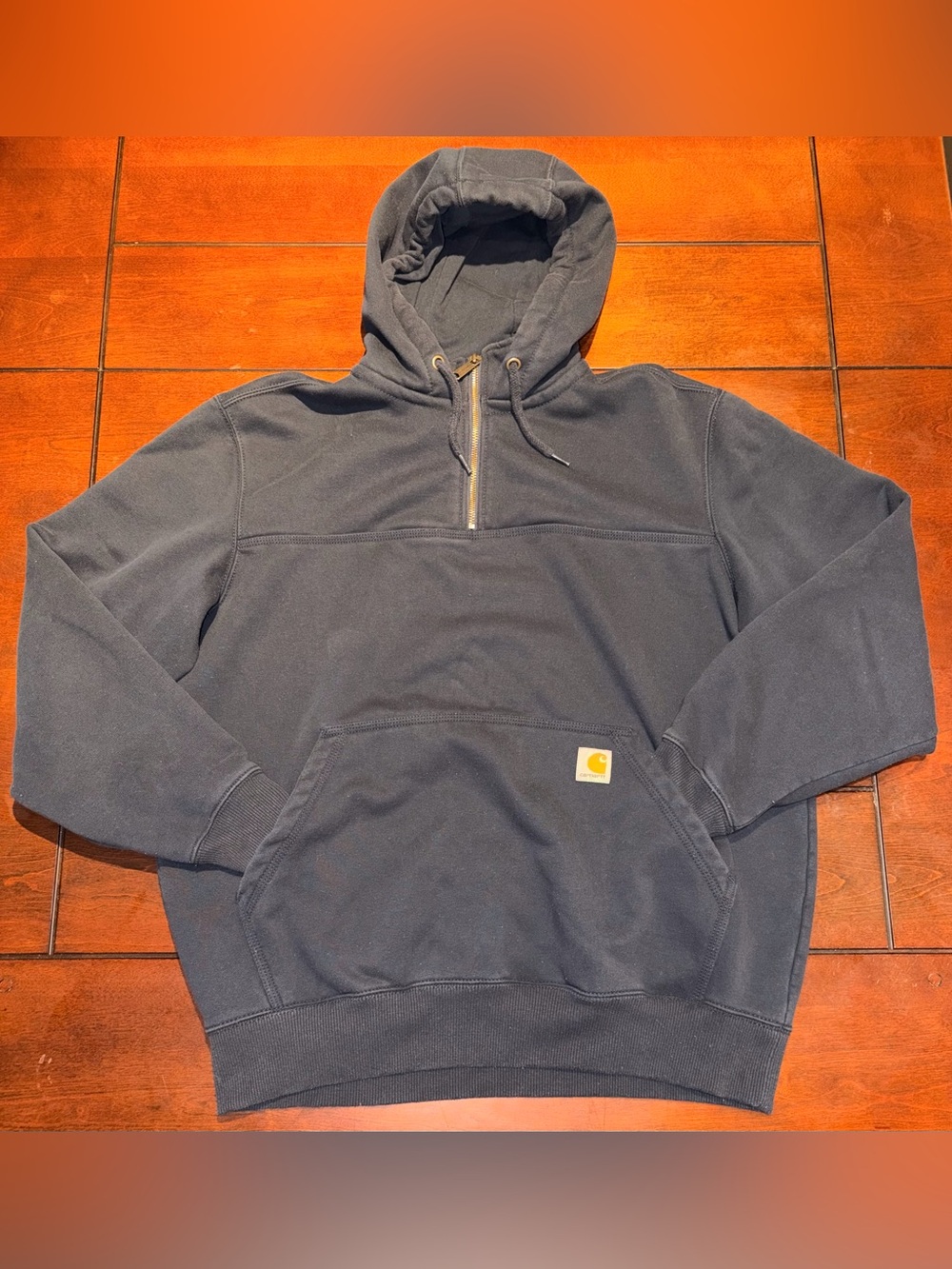 Carhartt Men’s Rain Defender Quarter-Zip Hoodie Navy Blue Size Large